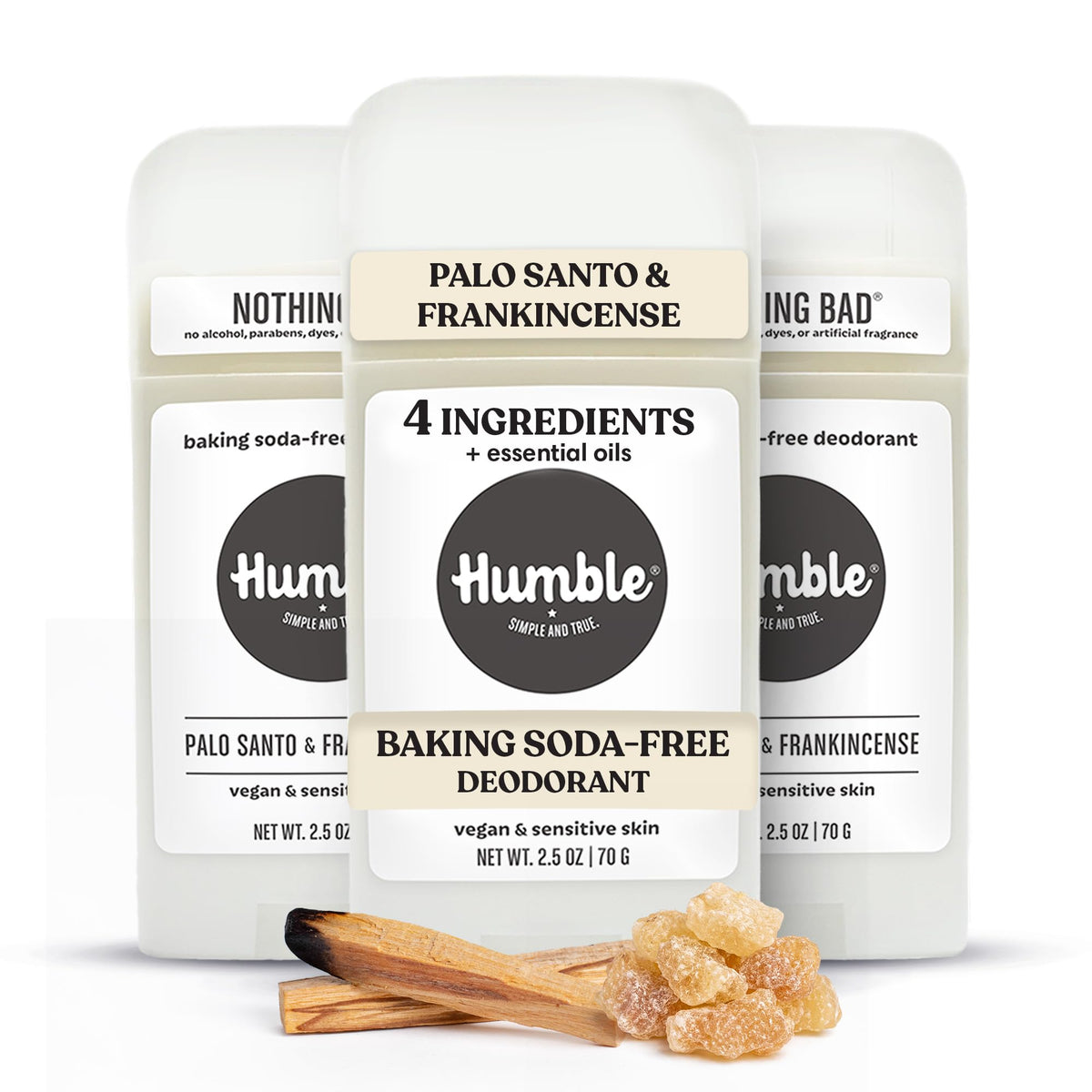 Déodorant HUMBLE 3 pièces Palo Santo et Encens vue de face