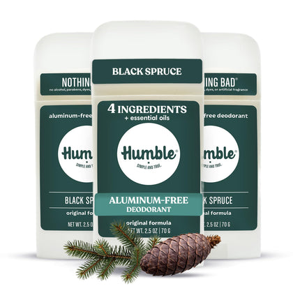 Déodorant HUMBLE sans aluminium Épicéa Noir, pack de 3 bâtonnets