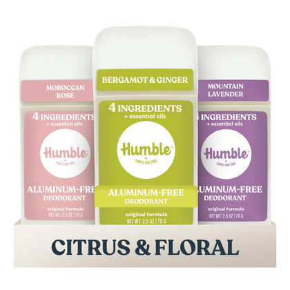 Déodorant HUMBLE sans aluminium pack variétés Citrus & Floral vue de face
