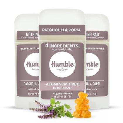 Déodorant Humble sans aluminium patchouli et copal, pack de 3 visibles