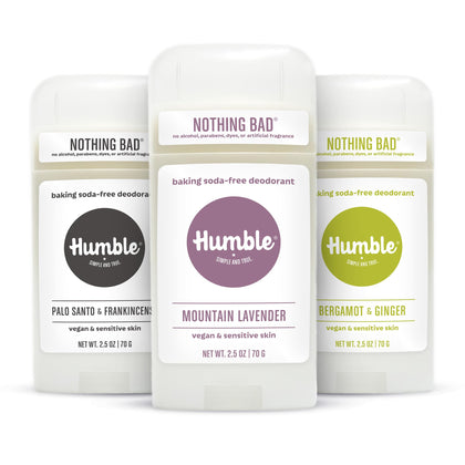 Déodorant HUMBLE SIMPLE AND TRUE. 3 pièces avec parfums Palo Santo, Lavande, et Bergamote