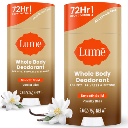 Déodorant Lume corps complet stick solide 2,6 oz Vanille Bliss face avant
