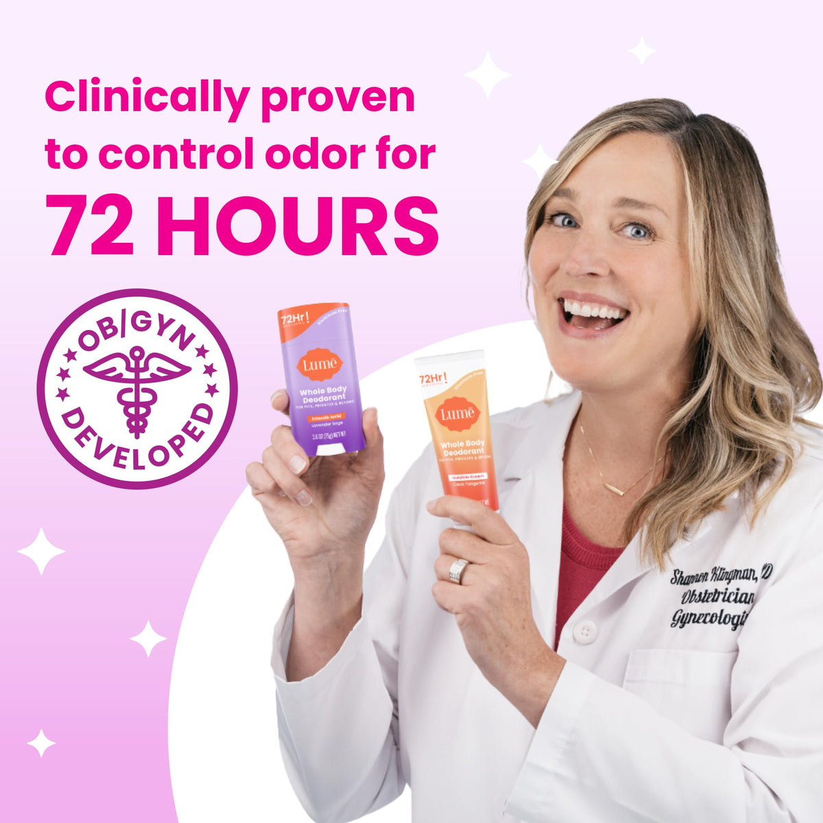 Déodorant Lume Stick Crème Vanilla Bliss en utilisation