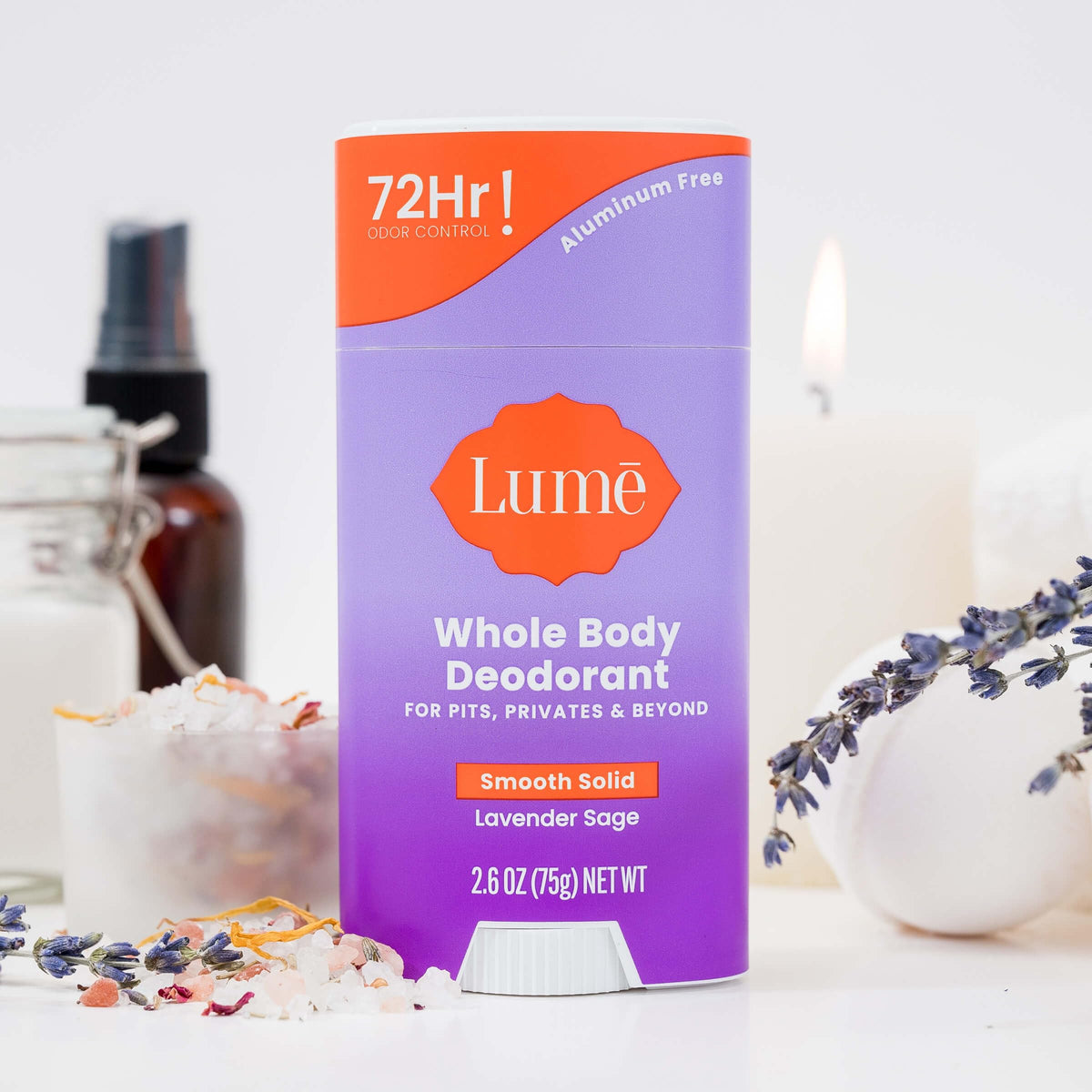 Déodorant Lume stick solide Lavande Sauge en situation d'utilisation