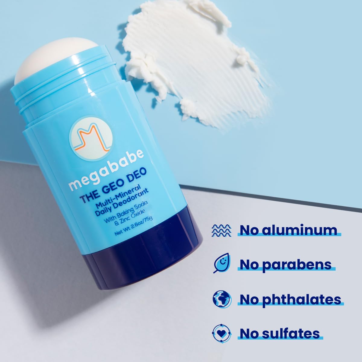 Déodorant Megababe Geo Eucalyptus Menthe sur une table