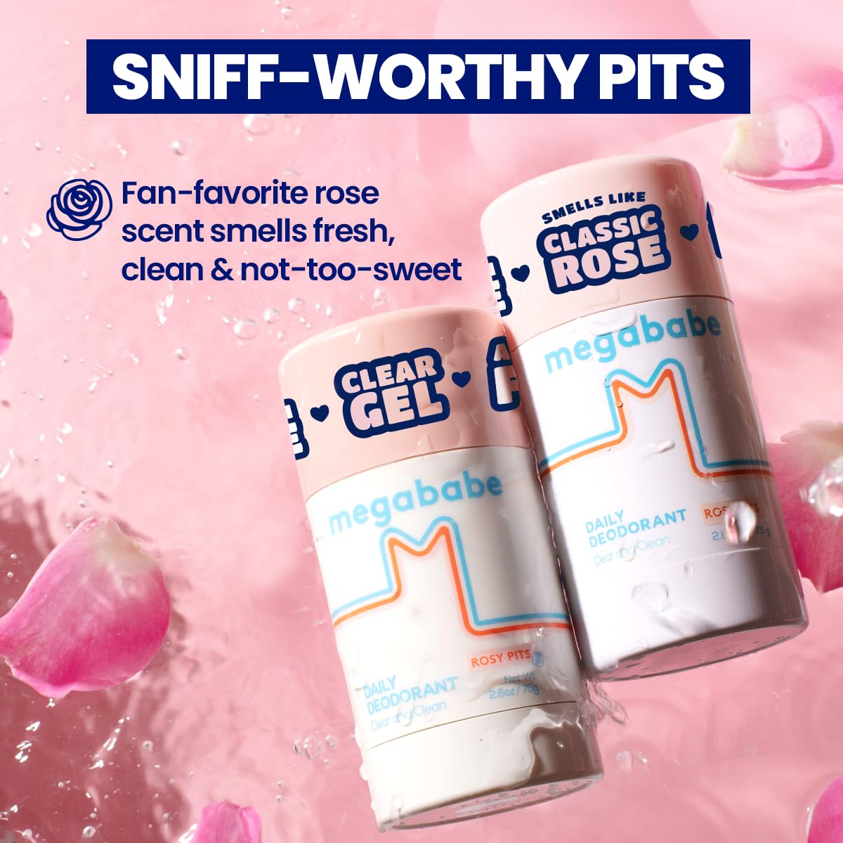 Déodorant Megababe Rosy Pits sur une surface en bois