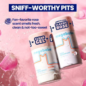 Déodorant Megababe Rosy Pits sur une surface en bois