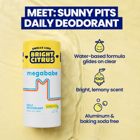 Déodorant Megababe Sunny Pits 132g avec étiquette