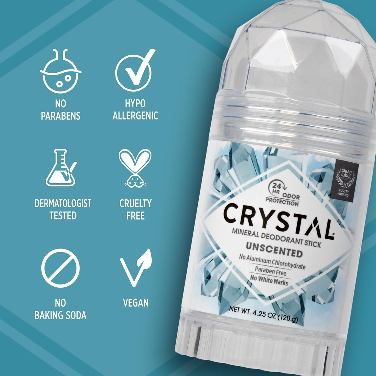 Déodorant minéral Crystal Essence 120 g avec des ingrédients naturels