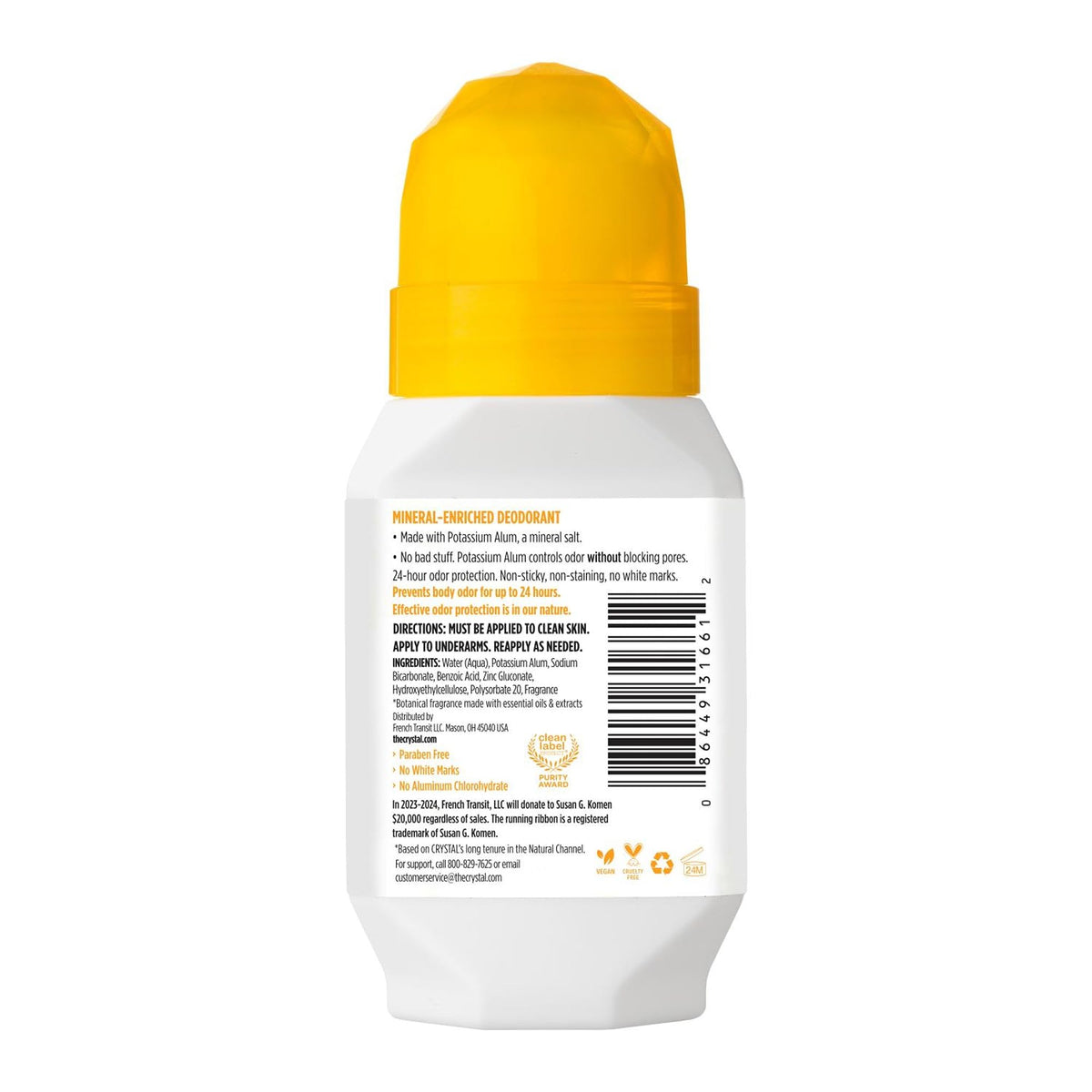 Déodorant minéral Crystal Essence avec camomille et thé vert