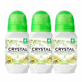Déodorant minéral roll-on Crystal Essence 3 pack avec parfum vanille et jasmin