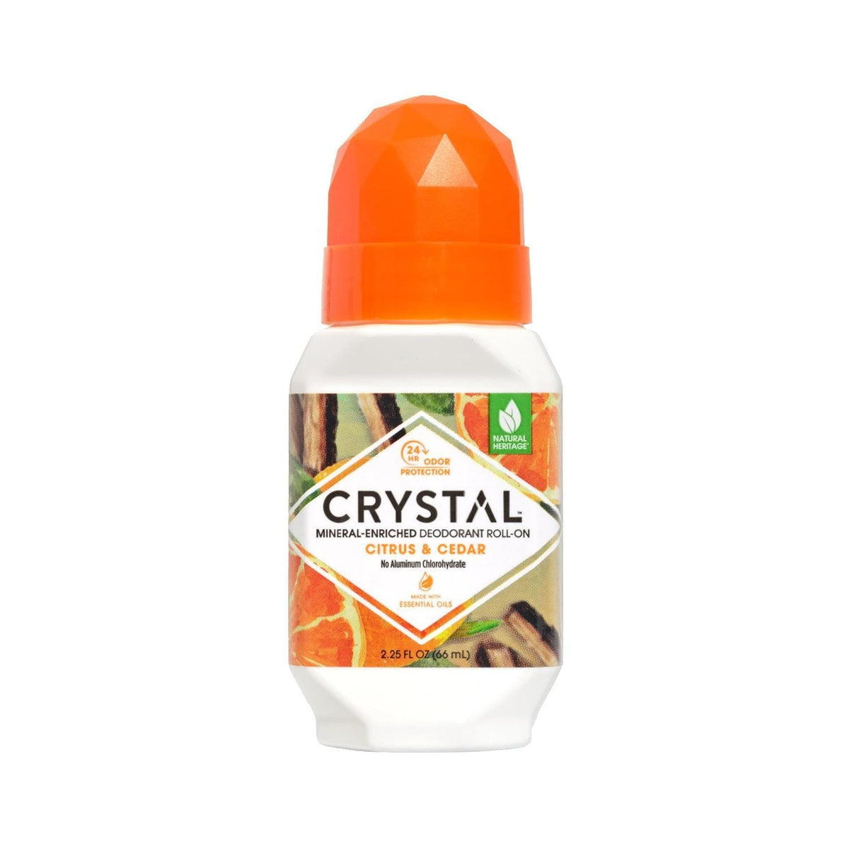 Déodorant minéral roll-on Crystal Essence Agrumes & Cèdre 85g, vue avant