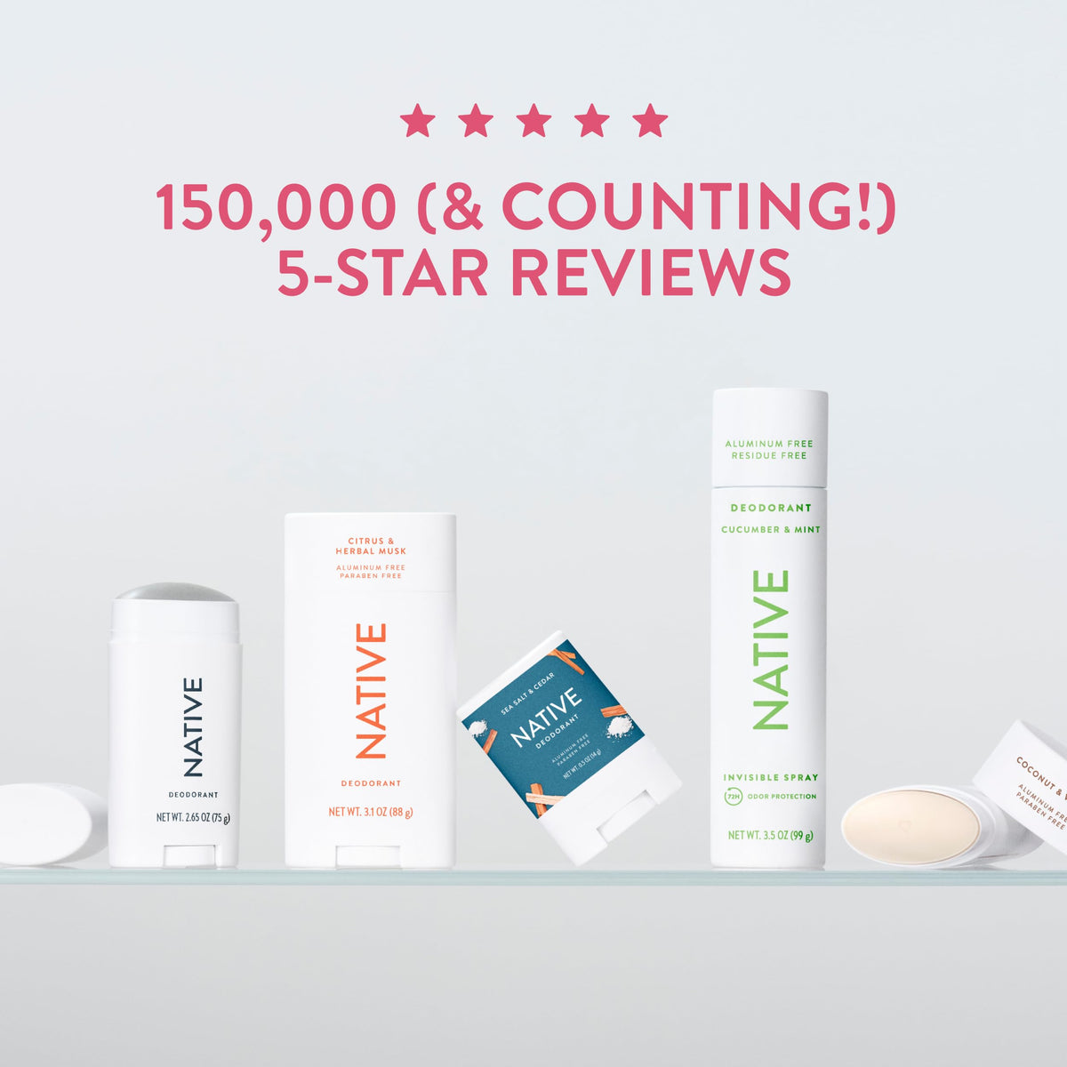 Déodorant Native 120g, avec d'autres produits de soins personnels