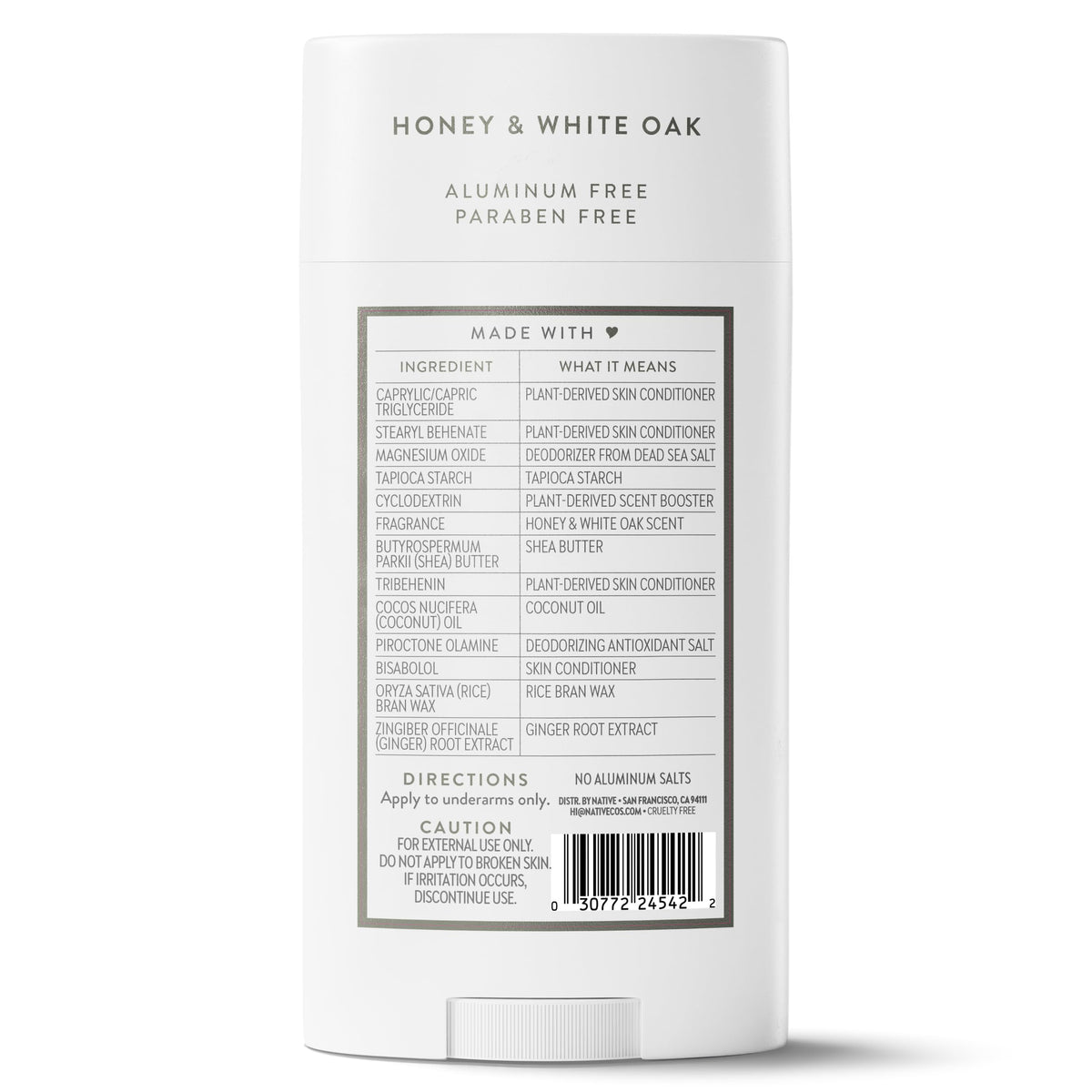 Déodorant Native Miel & Chêne Blanc stick ouvert