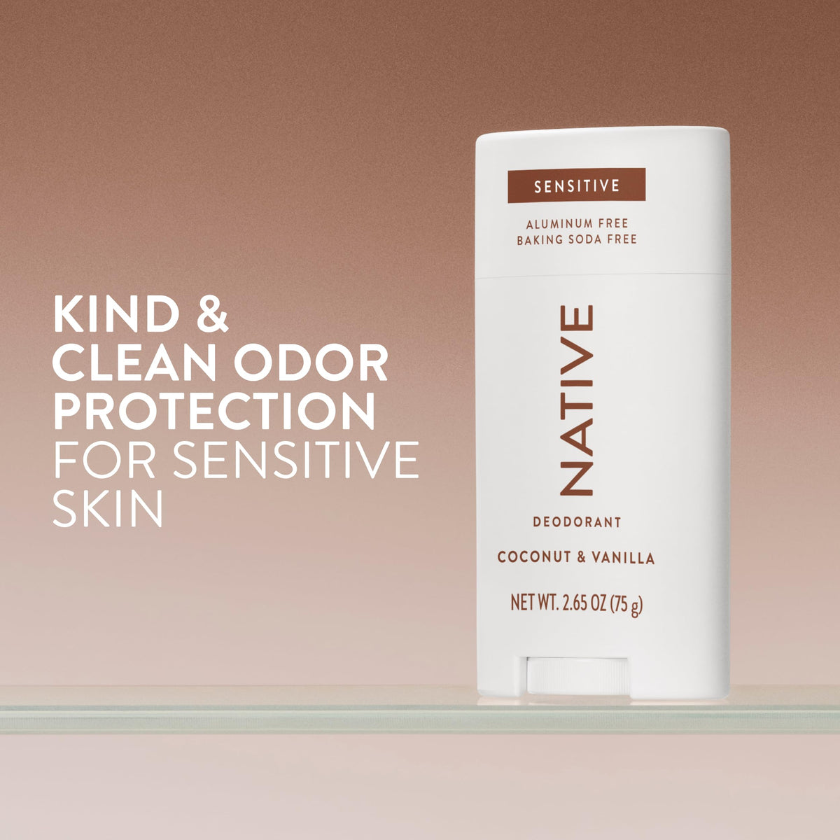 Déodorant Native Sensitif 120g côté avec ingrédients naturels