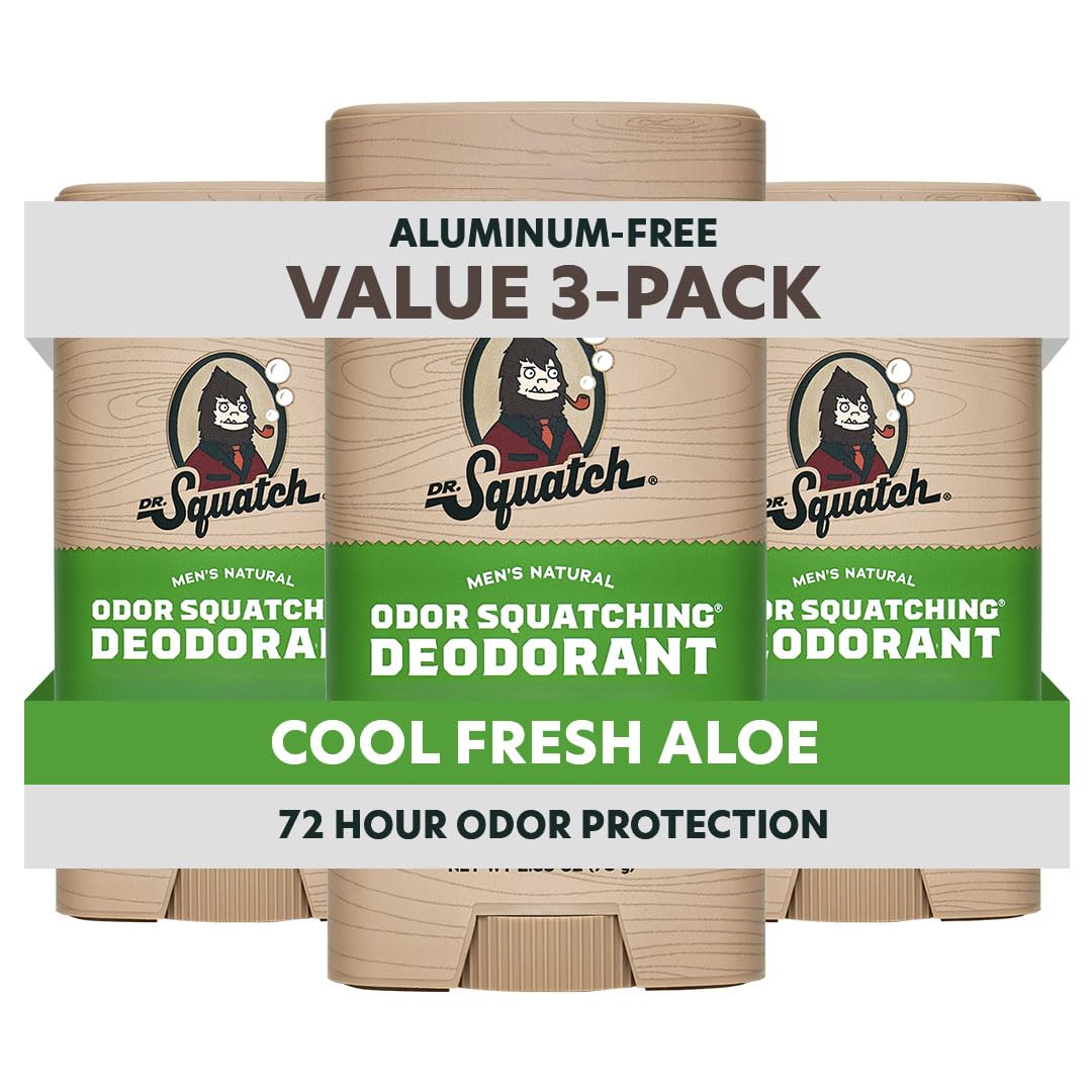 Déodorant naturel Dr. Squatch stick 2,65 oz devant avec étiquette Aloe Frais