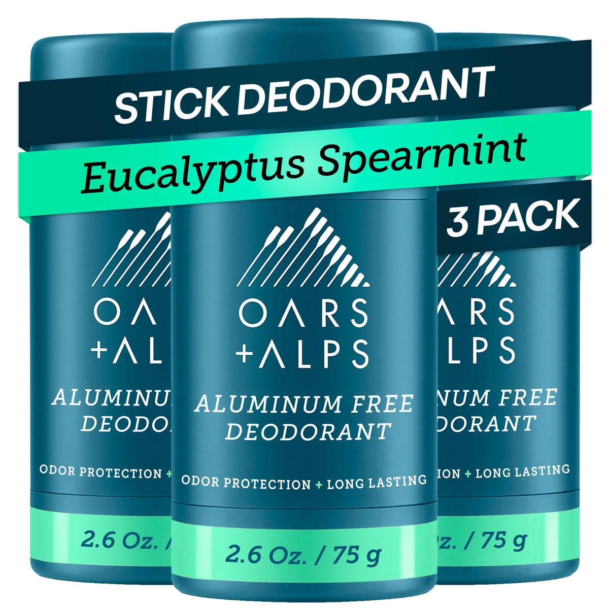 Déodorant Oars + Alps aluminium free, pack de 3, vue de face
