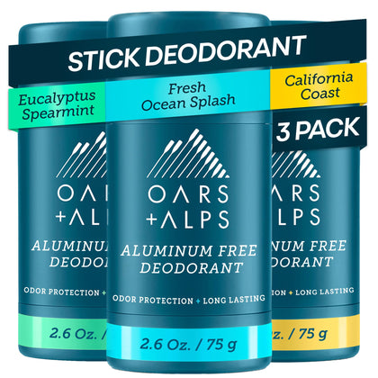 Déodorant Oars + Alps sans aluminium pack de 3 avec emballage