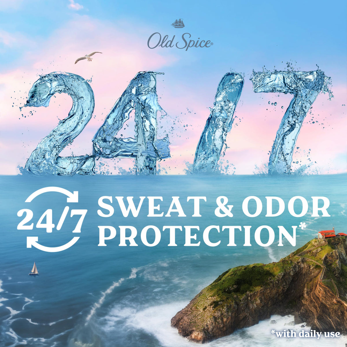 Déodorant Old Spice 24/7 protection fraîcheur vue de dos