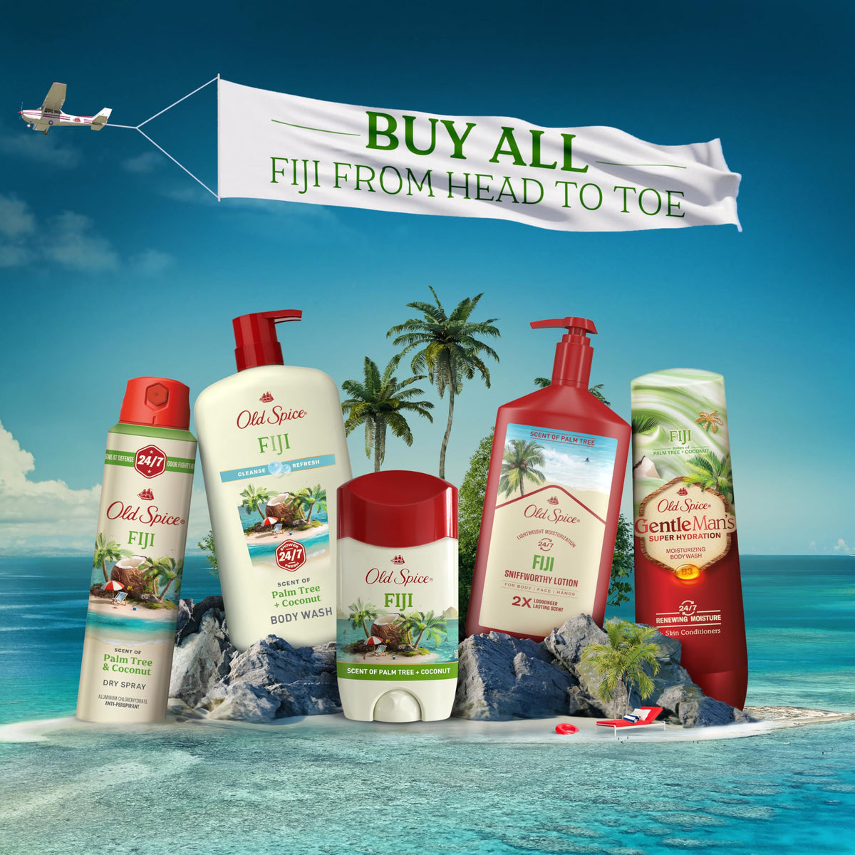 Déodorant Old Spice Aluminium Free 132g avec des accessoires de soin
