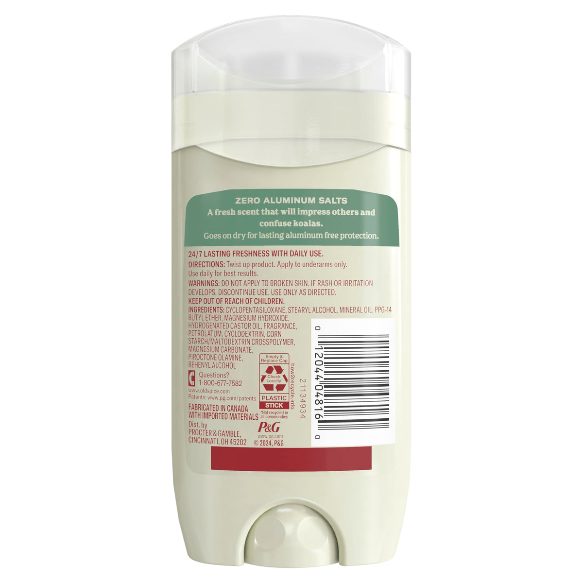 Déodorant Old Spice Aluminium Free Eucalyptus et Huile de Coco, utilisation quotidienne