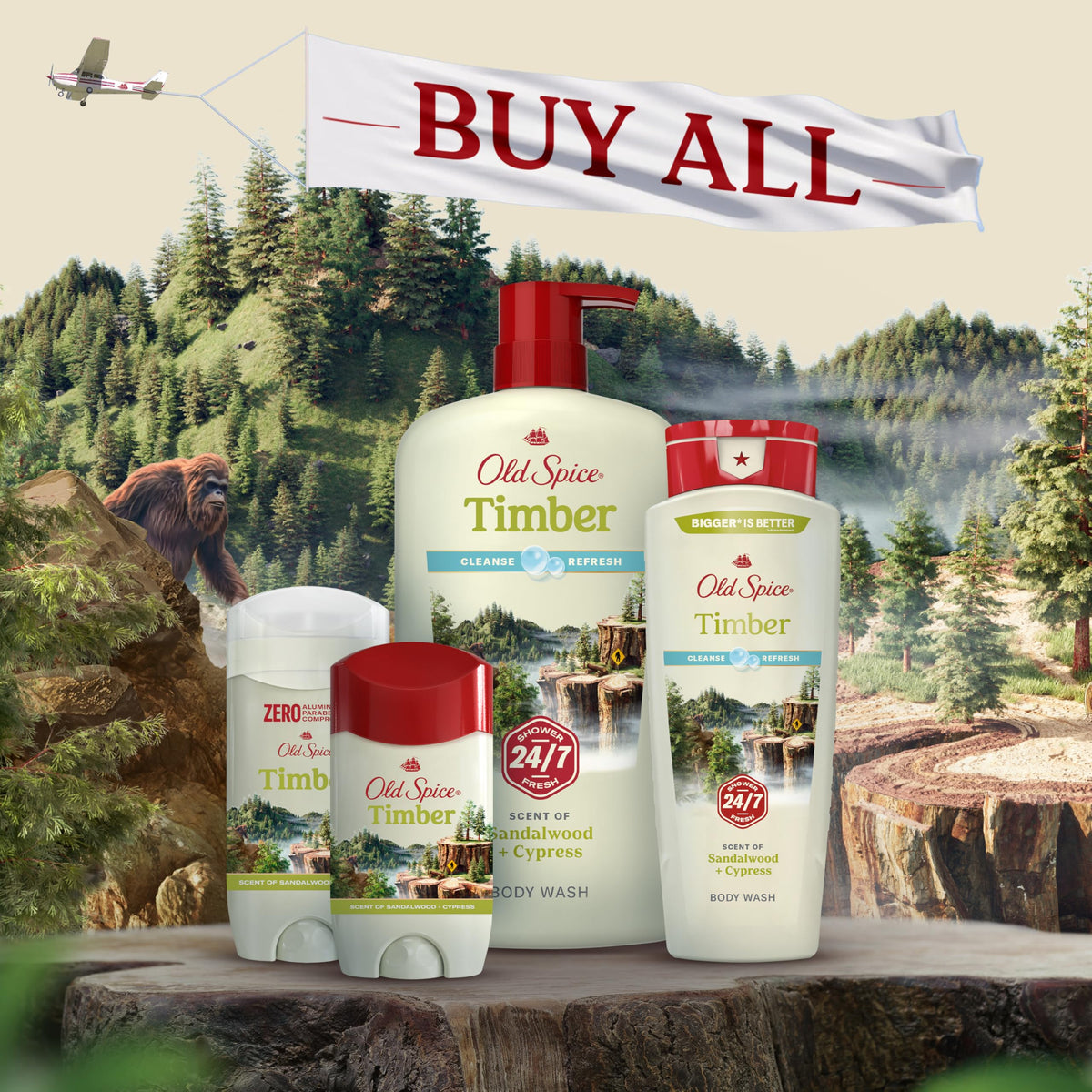 Déodorant Old Spice Timber 85g dans un environnement de salle de bain
