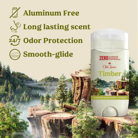 Déodorant Old Spice Timber 85g vue de côté montrant la texture du produit