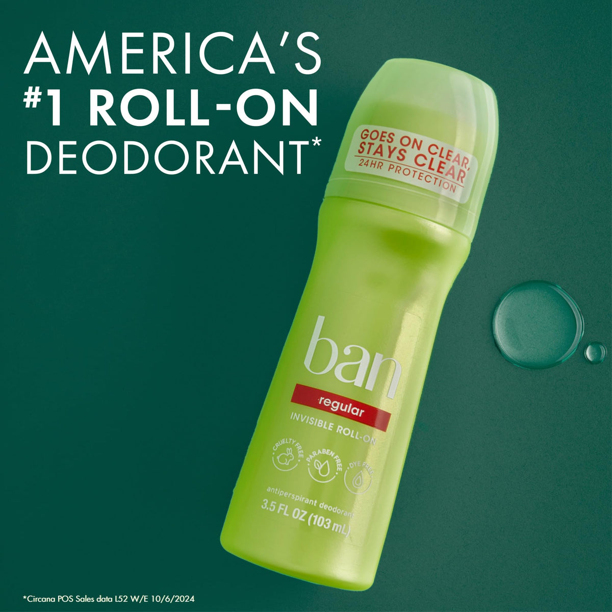 Déodorant roll-on Ban invisible sur fond blanc