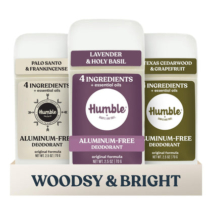Déodorant sans aluminium HUMBLE, pack variété de 3 pièces