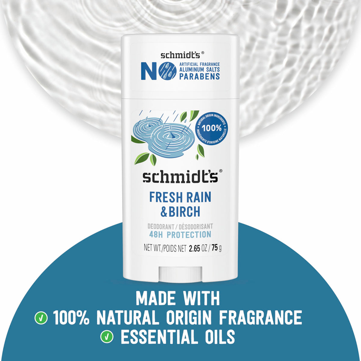 Déodorant Schmidt's Fresh Rain & Birch 240g vue arrière