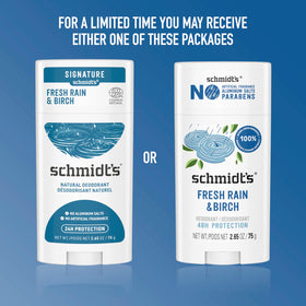 Déodorant Schmidt's Fresh Rain & Birch avec ingrédients naturels