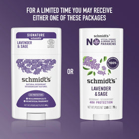 Déodorant Schmidt's Lavande & Sauge en usage sur peau