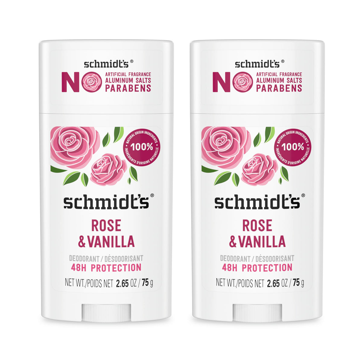 Déodorant Schmidt's Rose & Vanille 240g vue de face