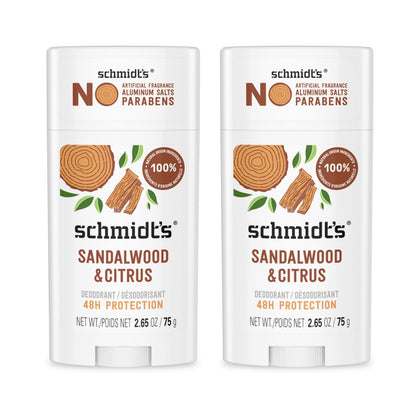 Déodorant Schmidt's Sandalwood & Citrus avant avec bouchon
