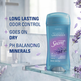 Déodorant Secret 72h gel transparent avec étiquette lavande