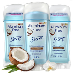 Déodorant Secret Aluminium Free femme 48h protection odeur parfum noix de coco