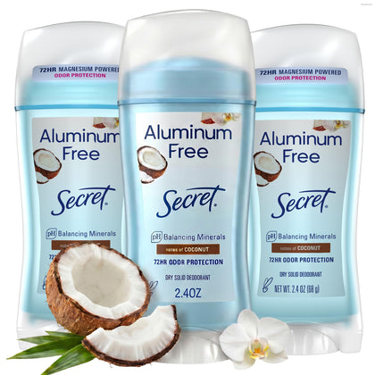 Déodorant Secret Aluminium Free femme 48h protection odeur parfum noix de coco