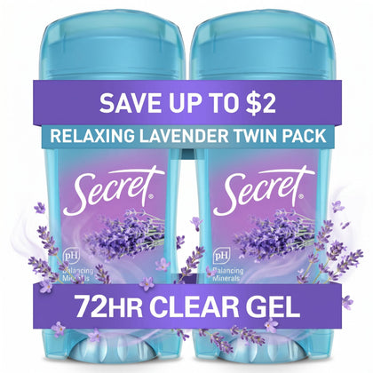 Déodorant Secret Antitranspirant Femme Gel Transparent 72h Lavande face avant