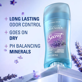 Déodorant Secret avec senteur lavande et minéraux équilibrants