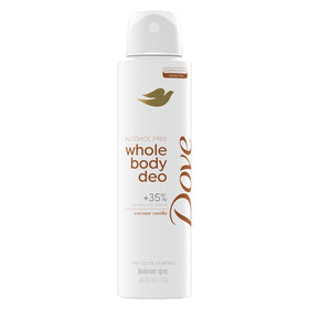Déodorant Spray Corps Complet Dove 4 oz vue avant avec parfum vanille coco