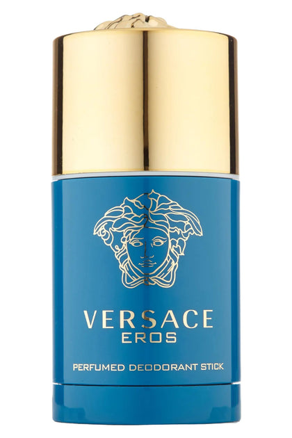 Déodorant Stick Versace Eros 59g vue de face avec flacon bleu