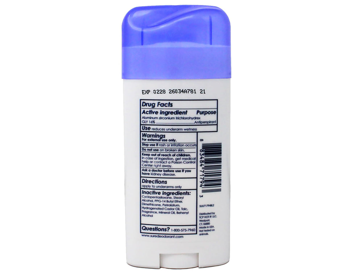 Déodorant Sure 109g sur une table de salle de bain