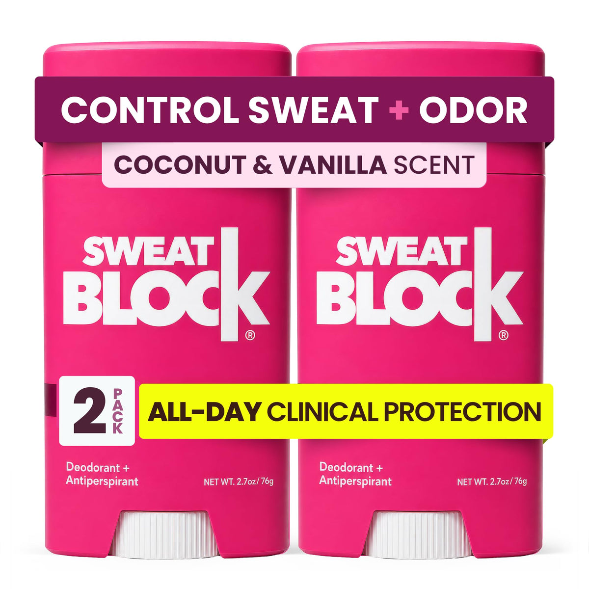 Déodorant SweatBlock Coconut Vanilla 2-pack vue avant