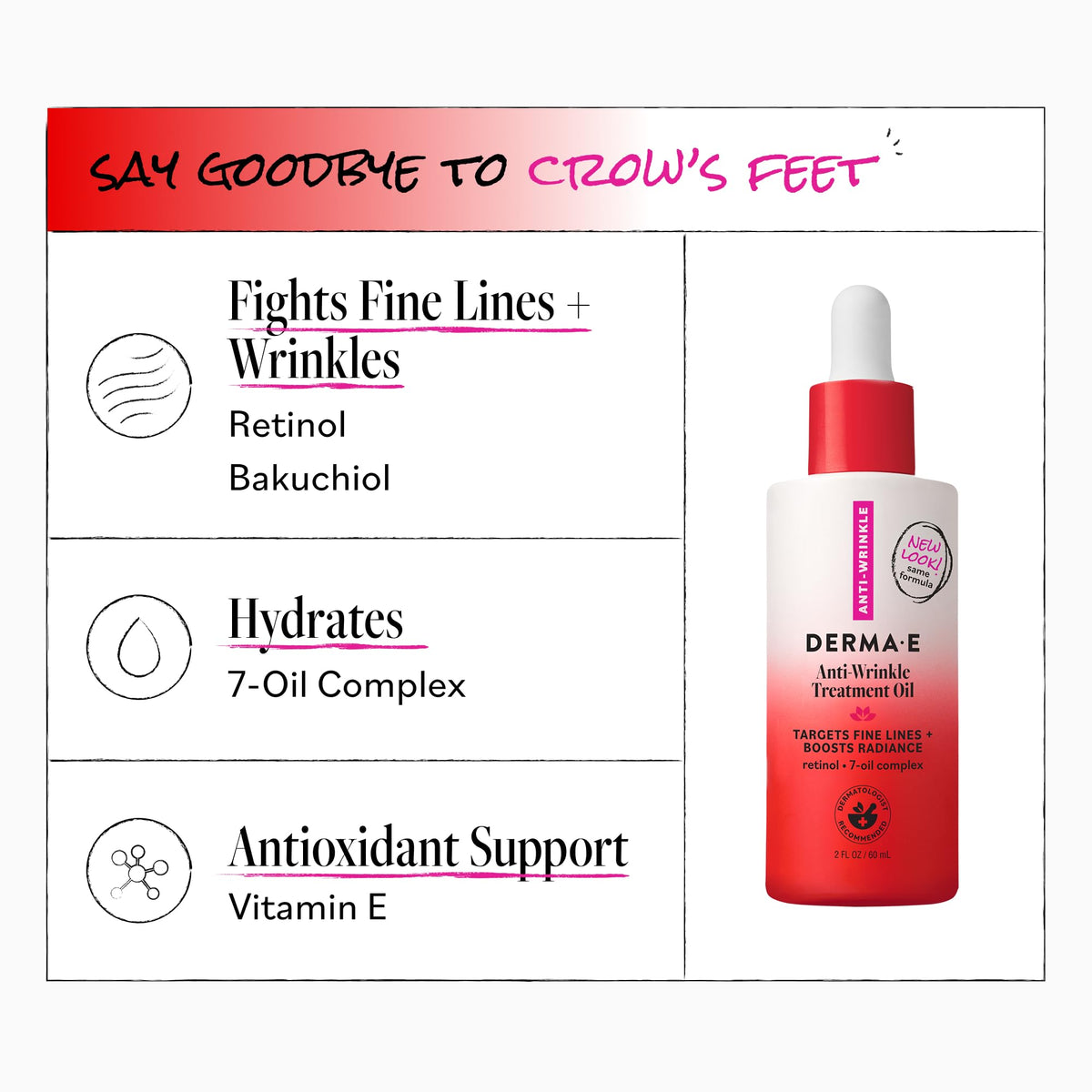 Derma E Huile Anti-Rides 60 ml avec ingrédients naturels