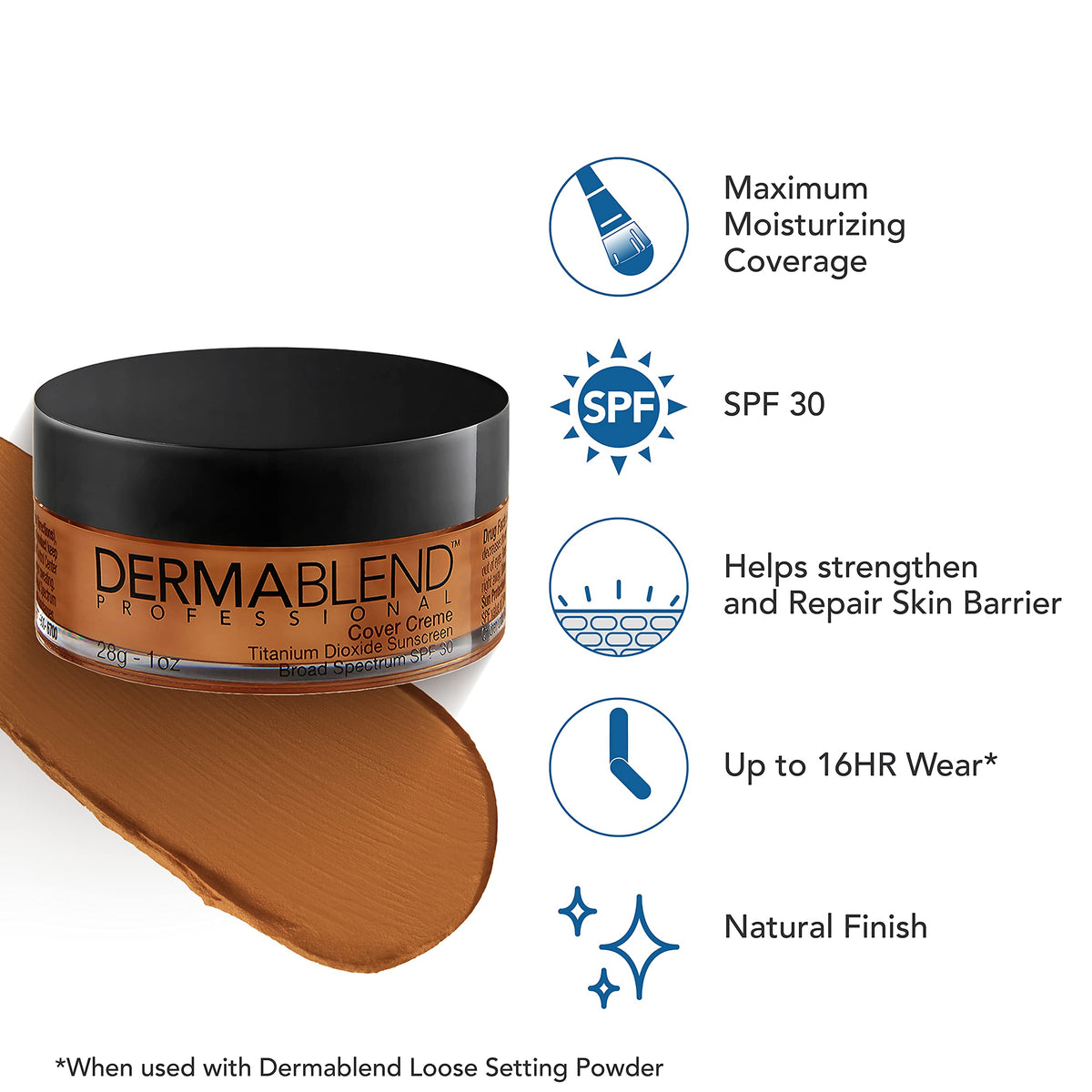 Dermablend Cover Crème avec SPF 30 sur la peau, fini naturel