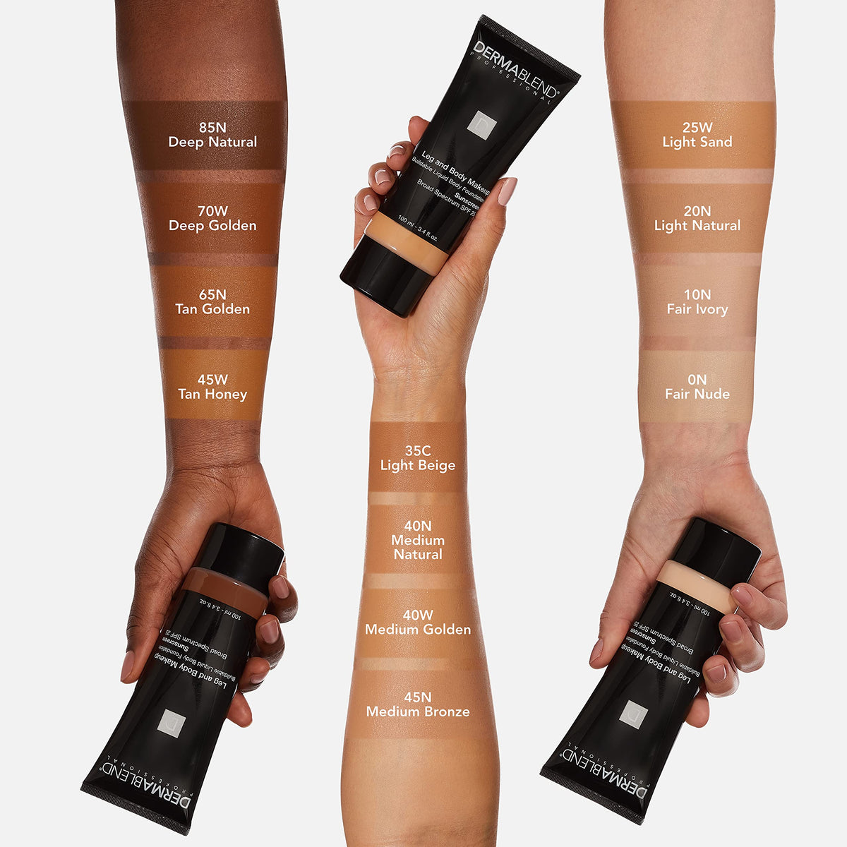 Dermablend Fond de Teint Corps 70W Or Profond application sur la jambe