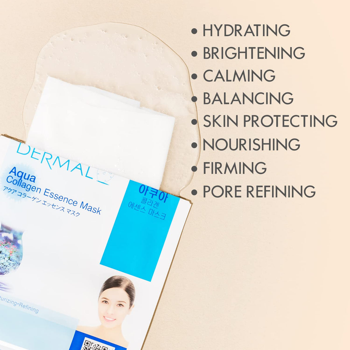 DERMAL Masque en Tissu Essence Collagène A+B Set contenu