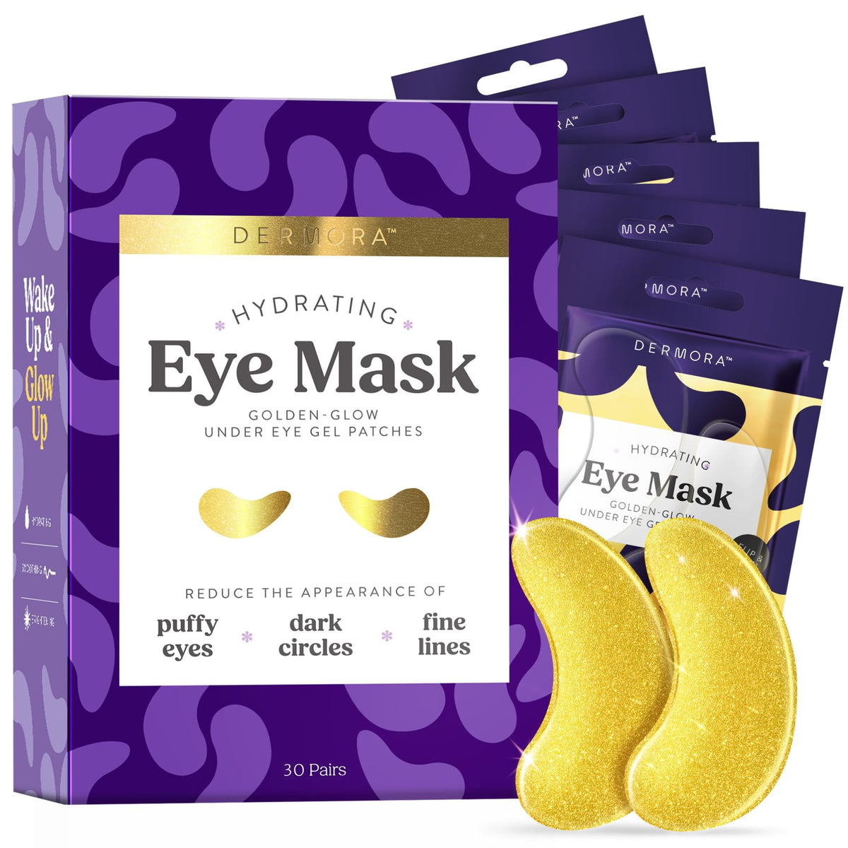 DERMORA patches contour des yeux éclat doré, vue de face