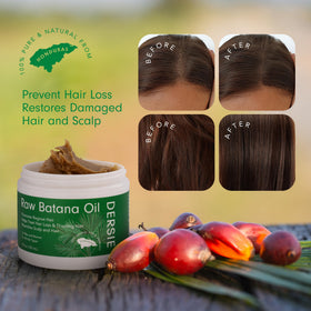 Dersie huile de Batana 100% pure avec des cheveux en arrière-plan