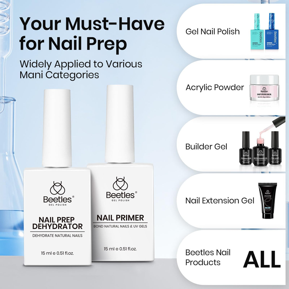 Déshydratant et primer Beetles avec outils de nail art